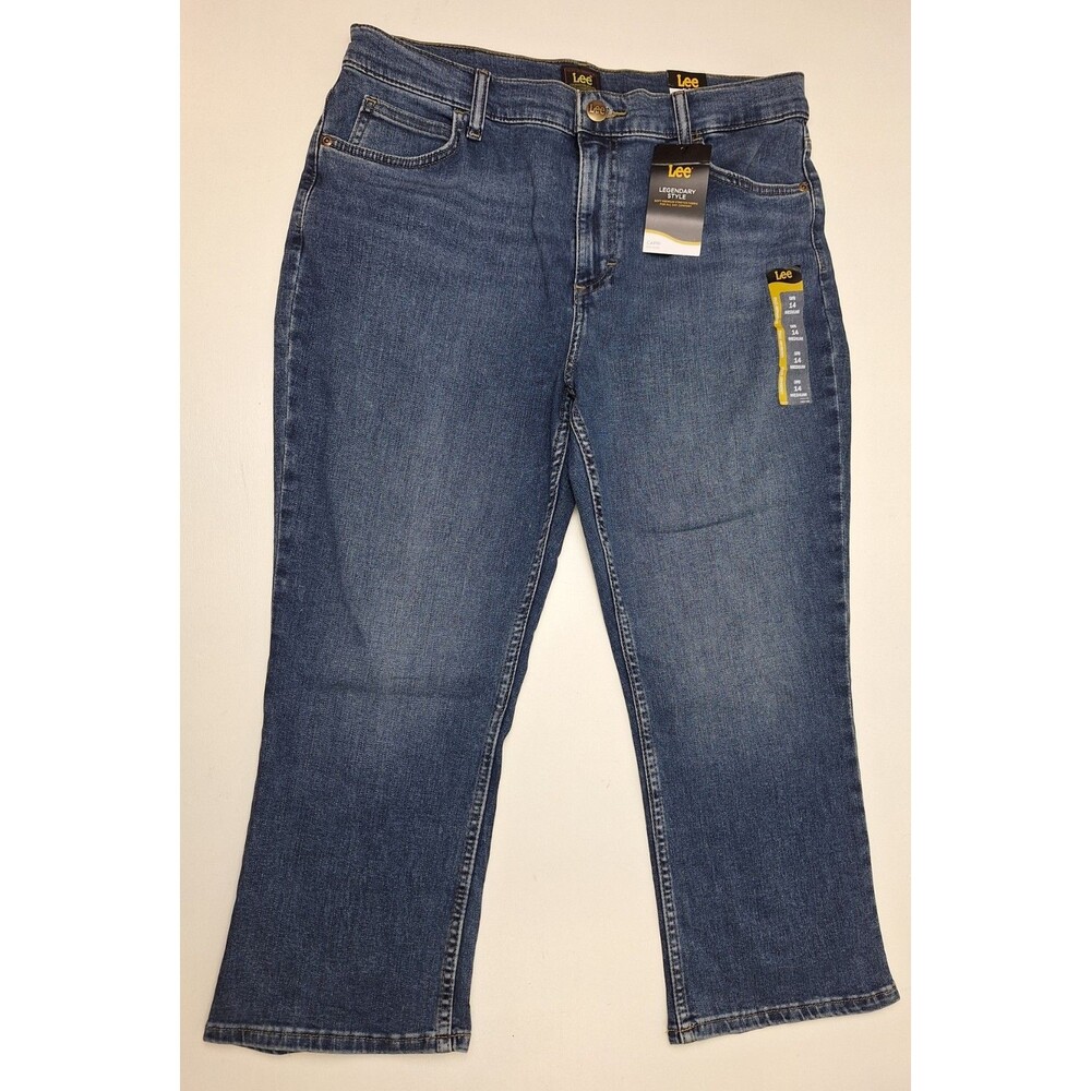 Lee Legendary Style Capri Jeans Mid Rise Blue Denim Clear Nights Women's 14M NWT